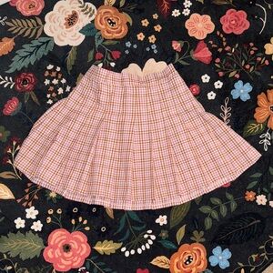 Aerie Pink Plaid Skater Skirt